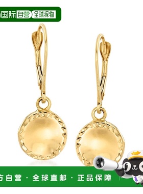 自营 Ross-Simons 意大利 14kt 黄金圆形吊式耳环 - 黄色 美国奥