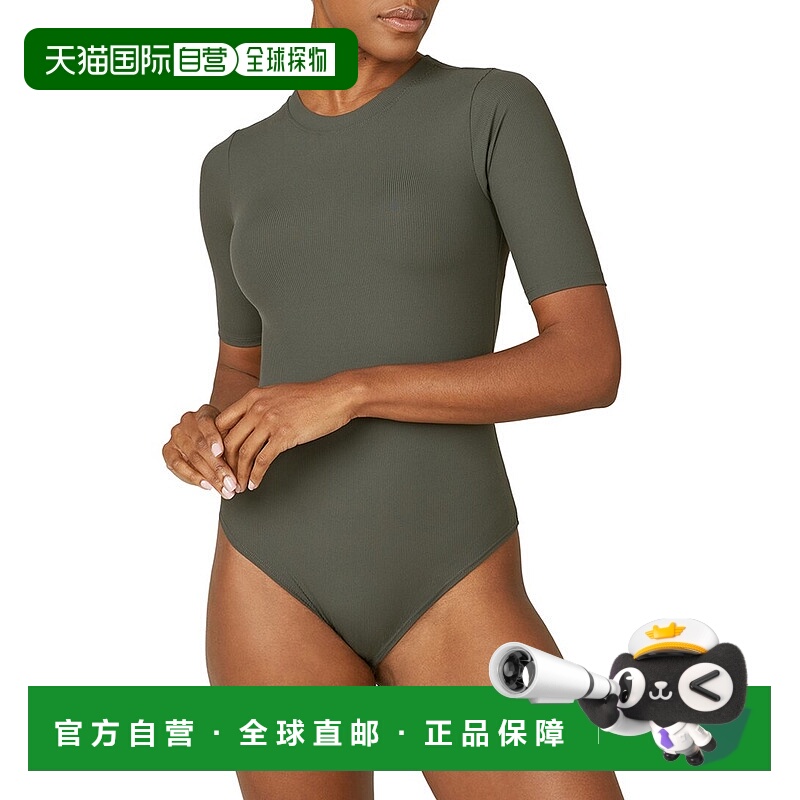 自营SPANX西装罗纹圆领连体衣-绿色 美国奥莱直发