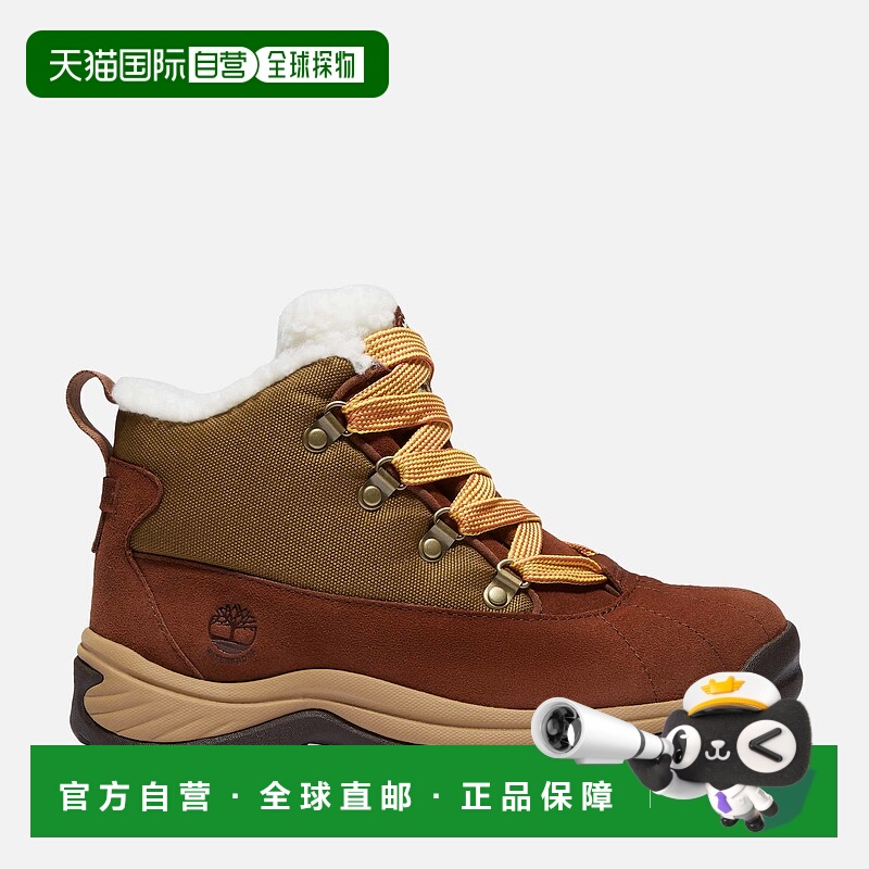 自营 timberland女式白色Ledge防水雪地靴-棕色绒面革/金色 美国