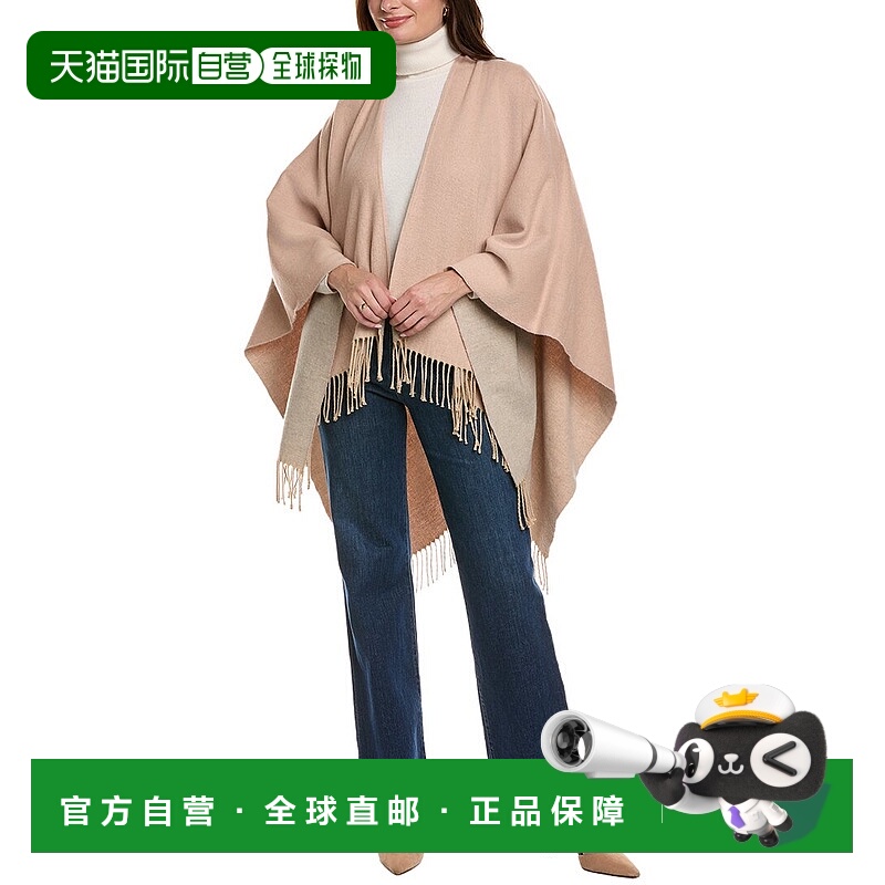 自营La Fiorentina Two-Tone Fringe Ruana - brown 美国奥莱直发