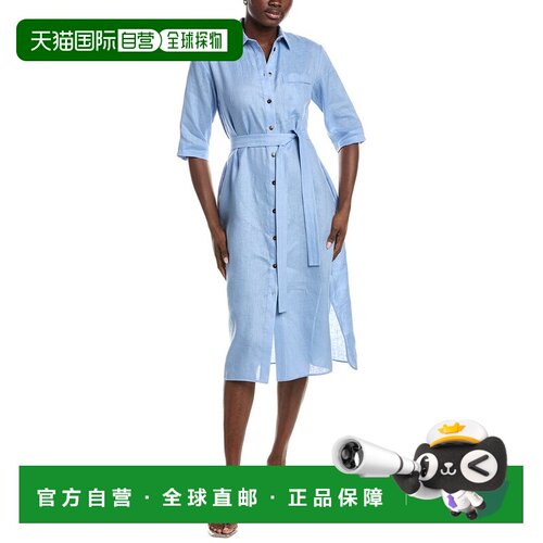 自营Max Mara Salute亚麻衬衣连衣裙-蓝色 美国奥莱直发