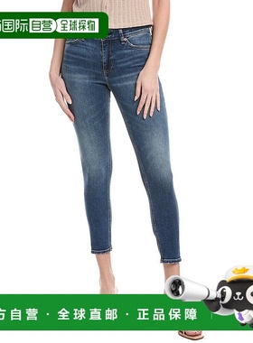 自营 rag & bone碎布和骨头Cate中腰三叶草脚踝紧身牛仔裤-蓝色