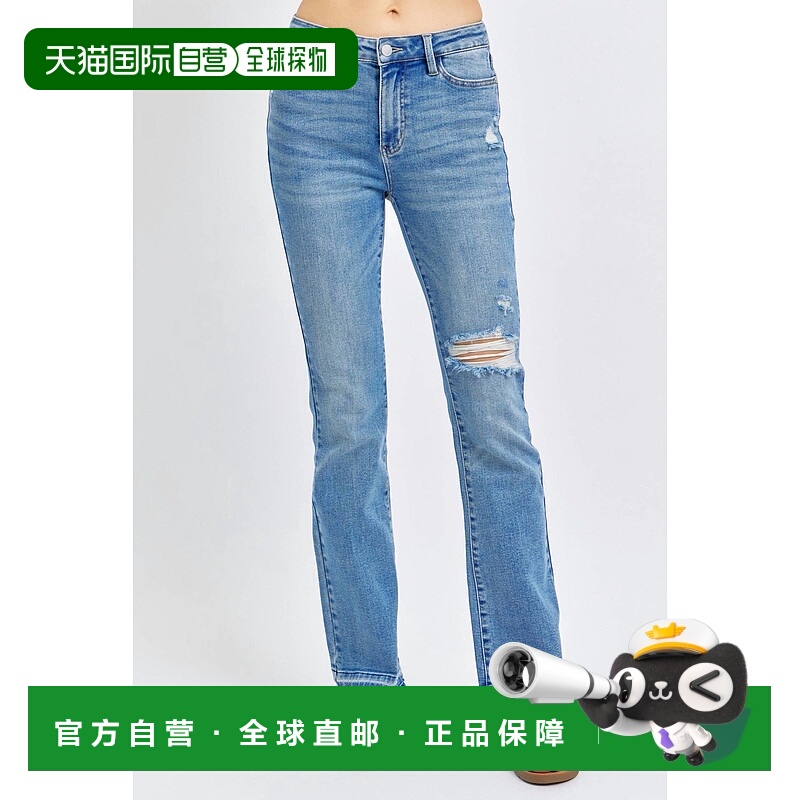 自营 judy blueMr Destroy & Released Hem 女式牛仔靴型牛仔裤 -