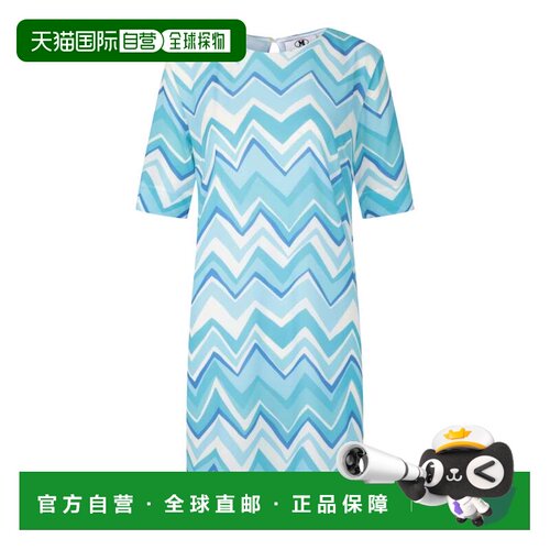 自营m missoniZig Zag Mini Dress - blue 美国奥莱直发