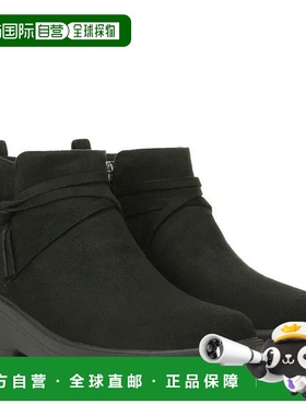 自营 Bzees Blaine Boots女式黑色圆头坡跟脚踝靴VER177-黑色 美