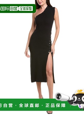 自营Adrianna Papell One Shoulder Knit Dress - black 美国奥莱