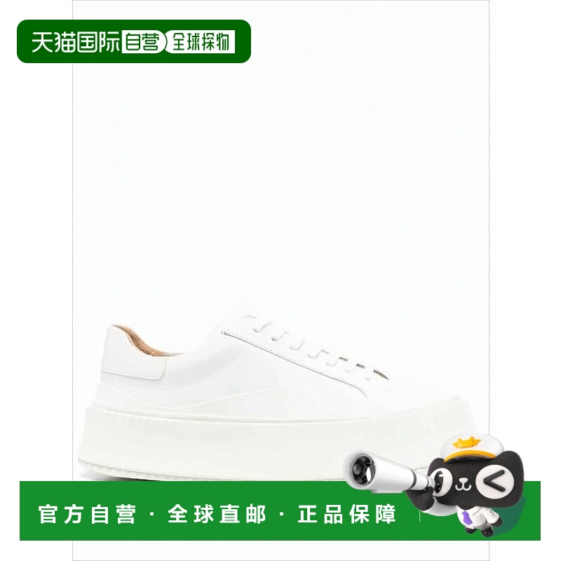 自营jil sanderMinimalist Calfskin Leather Sneakers With Text