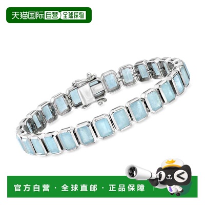 自营Ross-Simons Bezel-Set Aquamarine Bracelet in Sterling Si