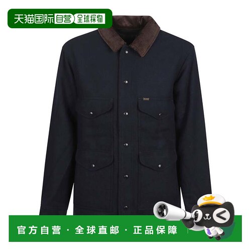 自营filson结构化黑色夹克，搭配翻盖口袋和撞色衣领-黑色 美国奥