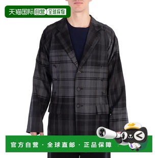 黑色 自营yohji 夹克 格子连肩袖 美国奥莱直 yamamoto山本耀司男式