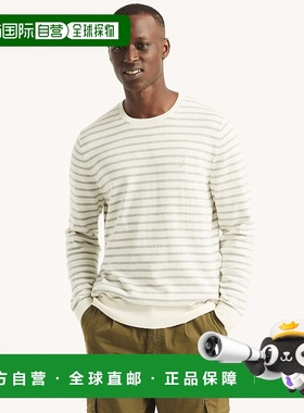 Nautica 男式 Navtech 条纹圆领毛衣 - 棉花糖 【美国奥莱】直发