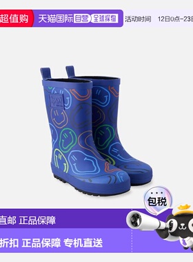 自营deux par deuxRain Boots in Natural Rubber Blue Smiley Pr