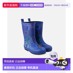 自营deux par deuxRain Boots in Natural Rubber Blue Smiley Pr