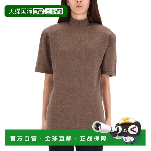 自营jacquemusChestnut Jersey High Neck Sweater - brown 美国