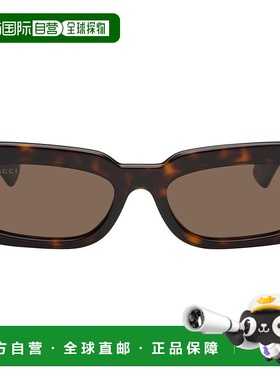 1h可退 香港直邮潮奢 Gucci 古驰 女士 玳瑁色 Rectangular 太阳
