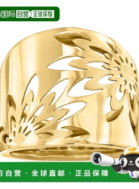 自营 Ross-Simons 意大利 14kt 黄金镂空花卉戒指 - 黄色 美国奥