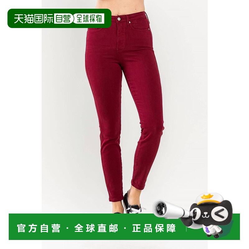 自营 judy blue高腰控制上衣 猩红色紧身牛仔裤 - 猩红色 美国奥