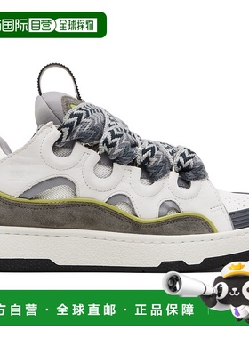 1h可退 香港直邮潮奢 Lanvin 朗雯 女士 白色 & 灰色 Curb Leathe