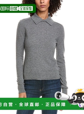 自营InCashmere Collared Cashmere Sweater - grey 美国奥莱直发
