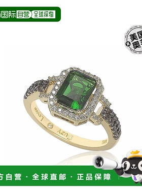 自营Suzy Levian Golden Sterling Silver Emerald-Cut Green and