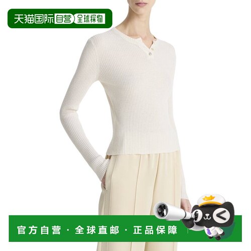 自营Vince Ribbed Henley Shirt - White 上衣美国奥莱直发通勤