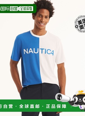 Nautica 男式 Navtech 可持续工艺圆领徽标 T 恤 - 亮白色 【美国