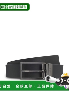 自营hugo bossItalian-made reversible belt in leather - black