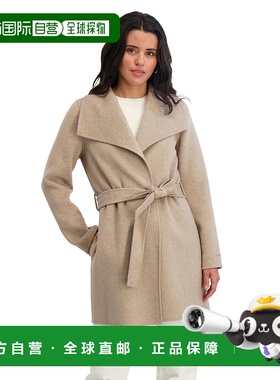 自营TAHARI Women's Double Face Wool-Blend Belted Coat - oatm