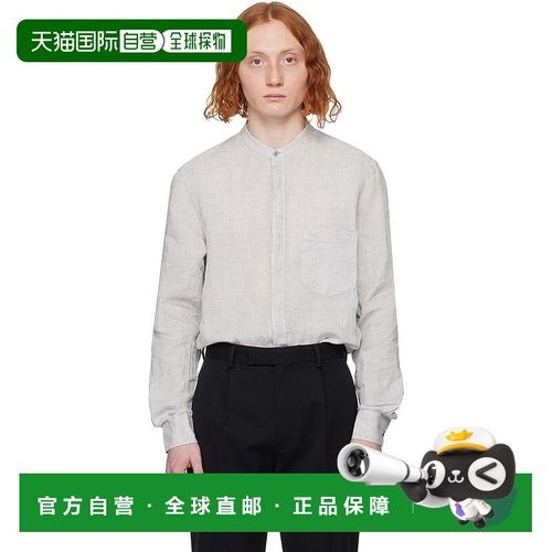 1h可退 香港直邮潮奢 zegna 杰尼亚 男士 灰色纽扣衬衫 UDX38A7SR