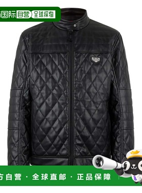 自营philipp pleinEco Leather Padded Jacket - black 美国奥莱