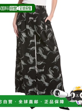 自营Gracia Wide Leg Printed Pant - black 美国奥莱直发