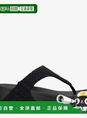 自营 FitFlop Lulu FZ3-231鞋头柱凉鞋女式黑色Geo织带拖鞋-黑色