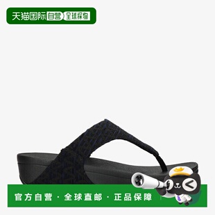 自营 FitFlop Lulu FZ3-231鞋头柱凉鞋女式黑色Geo织带拖鞋-黑色