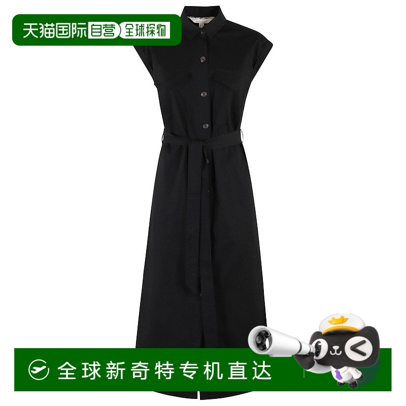 自营 barbourBirdie Maxi衬衫领连衣裙-黑色 【美国奥莱】直发