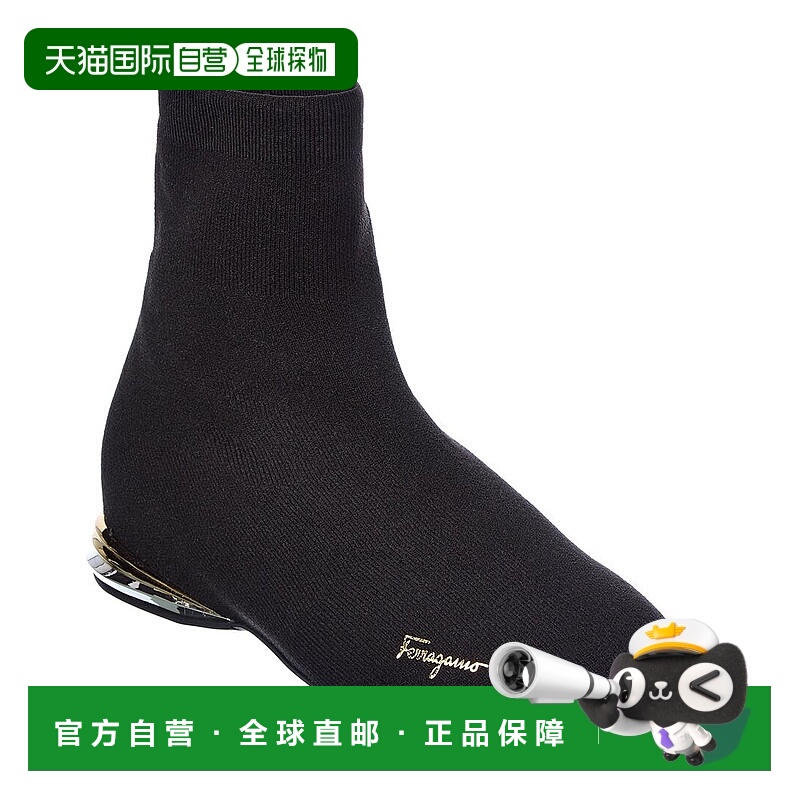 自营salvatore ferragamo菲拉格慕Missy针织袜靴-黑色 美国奥莱直