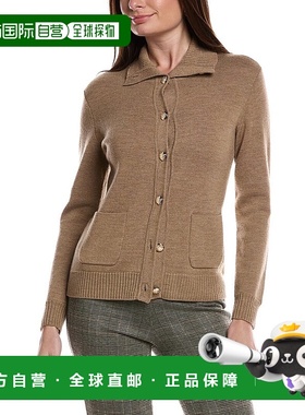 自营Bruno Magli Merino Wool Epaulet Sweater Jacket - tan 美