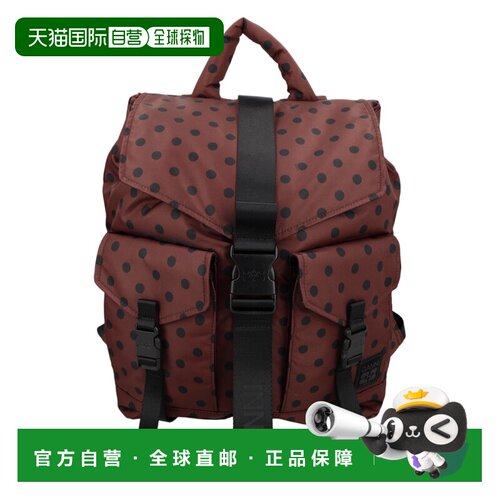 自营ganni波尔卡圆点结构化棕色再生聚酰胺背包-黑色 美国奥莱直