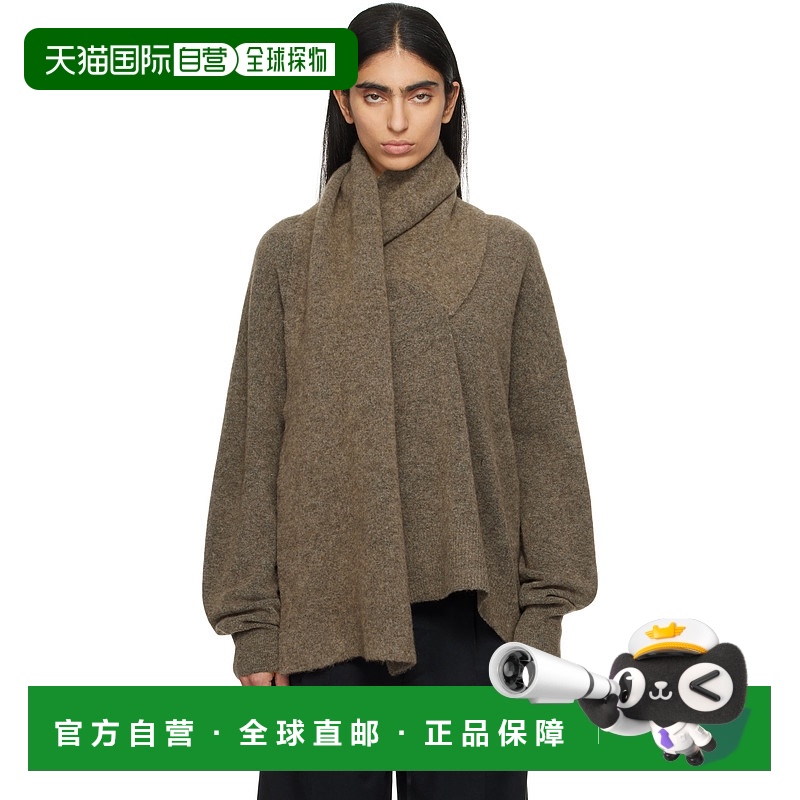 1h可退 香港直邮潮奢 TOTÊME 女士 灰褐色 Draped Scarf 毛衣 244