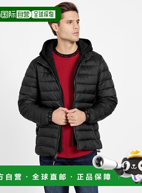自营guessHarrison Hooded Quilted Jacket - black 美国奥莱直发