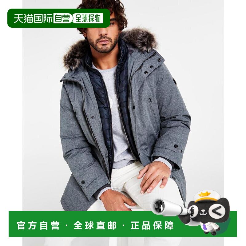 1h可退 【美国直邮】Michael Kors 男款连帽围兜浮潜派克大衣 男