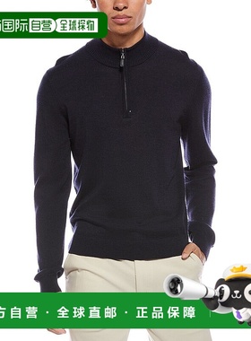 自营Mette Merino Wool 1/4-Zip Mock Neck Sweater - navy 美国