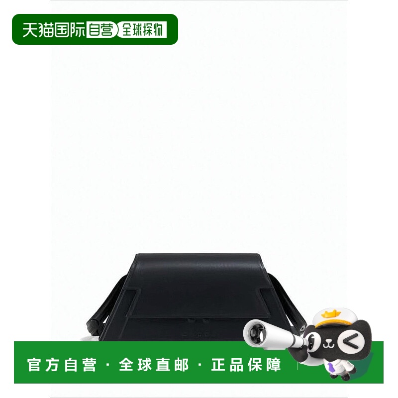 自营marniTrapezoidal Black Cowhide Leather Clutch With Detac