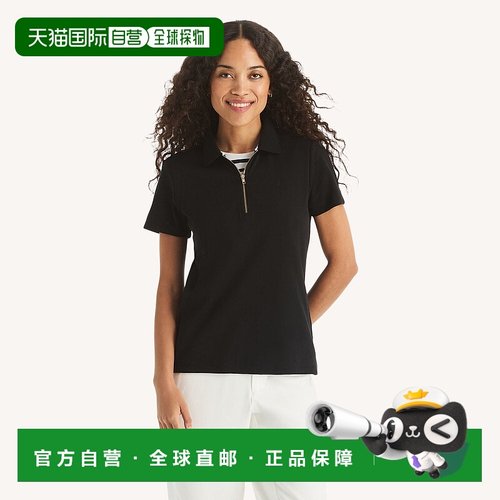 自营Nautica Womens Zip-Up Polo - midnight black twist 美国奥