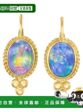 自营 Ross-Simons 蓝色蛋白石三重吊式耳环 14 克拉黄金 - 多 美