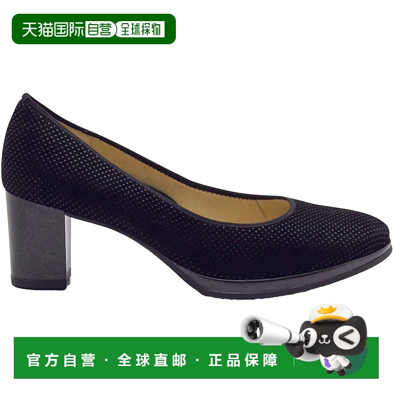 自营 araWomen's Ophelia Heel - Wide In Black Puntikid Leathe