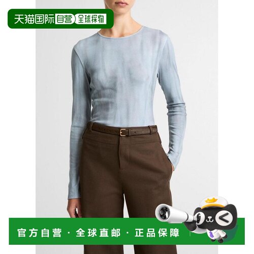 自营vince水洗ombr e Pima棉混纺长袖t恤-azura wash 美国奥莱直