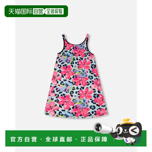 自营deux par deuxSwim Beach Dress Blue Floral and Leopard Pr