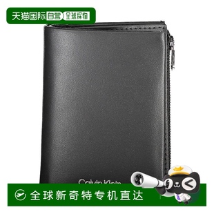 美国奥莱 自营calvin 黑色 klein凯文克莱皮革男式 直发 钱包