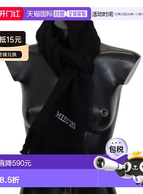 自营Missoni Wool Unisex Neck Warmer Wrap Men's Scarf - black