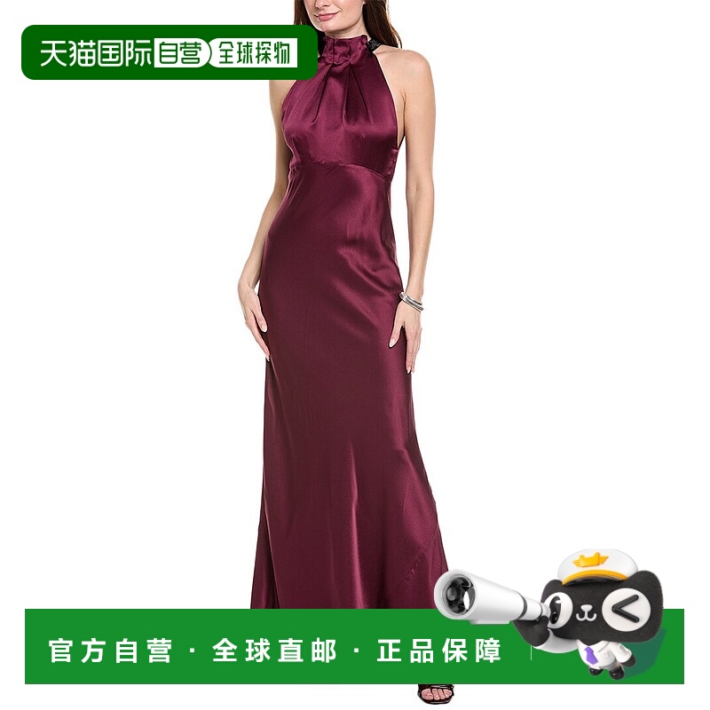 自营SALONI Hammered Satin Silk Maxi Dress - purple 美国奥莱